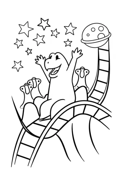 Godzilla’s Galactic Roller Coaster Ride Coloring Page