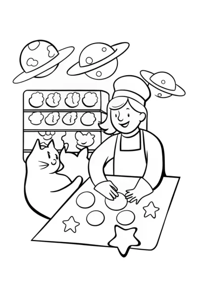 Gabby’s Cosmic Cat Bakery Coloring Page