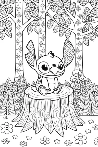 Stitch’s Quilt Adventure Coloring Page