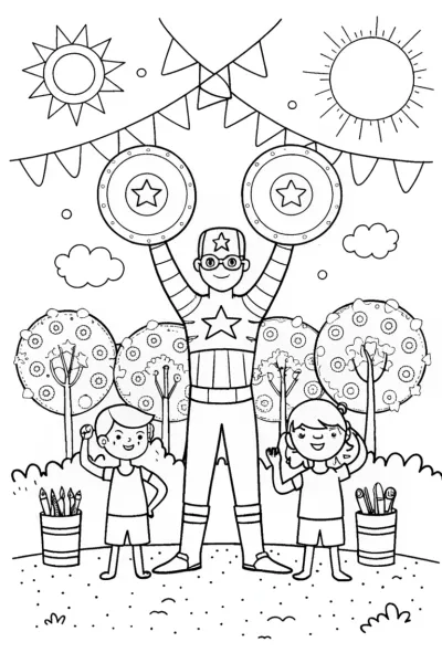 Captain America’s Shield Design Battle Coloring Page
