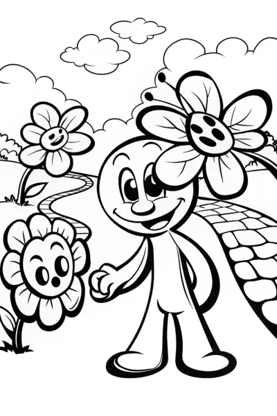Huggy Wuggy’s Enchanted Garden Adventure Coloring Page