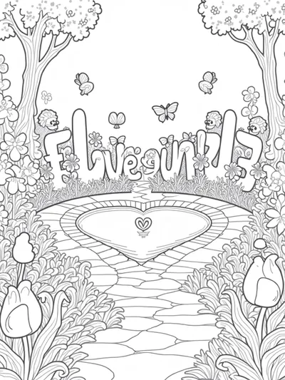 Whimsical garden of love letters
