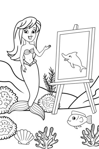 Little mermaid art gallery scene