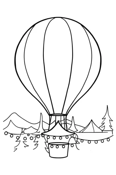 Hot air balloon above Christmas market