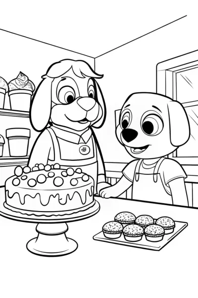 Bluey and Bingo’s Magical Bakery Coloring Page