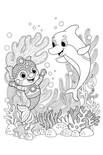 Bluey and Bingo’s Underwater Adventure Coloring Page