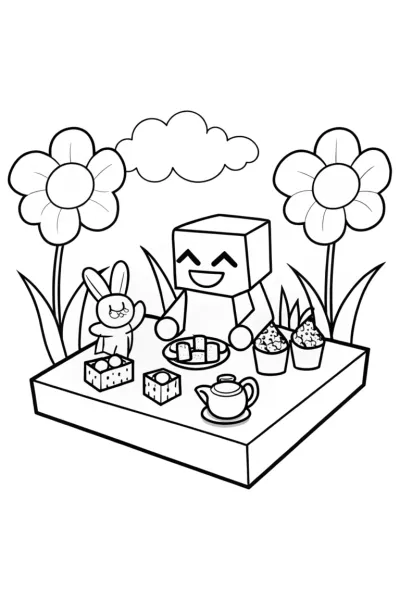 Minecraft Dragon Tea Party Coloring Page