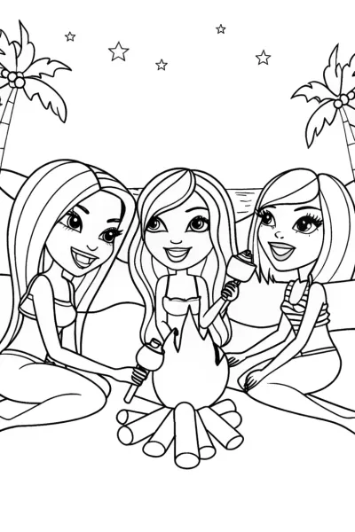 Bratz Beach Bonfire Coloring Page