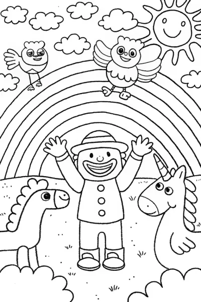 JJ’s Rainbow Adventure Coloring Page