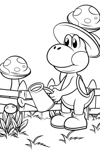 Yoshi watering alien plants