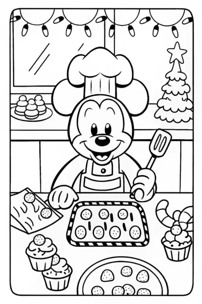 Mickey Mouse Christmas Feast Coloring Page