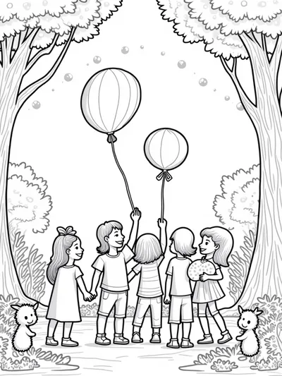 Children at a balloon festival
