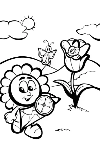 The Daring Flower Expedition Coloring Page