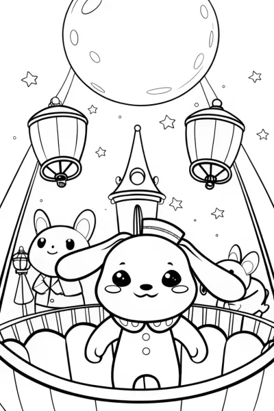 Cinnamoroll’s Starry Night Parade Coloring Page