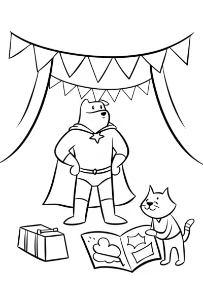 Superhero Pets Coloring Page