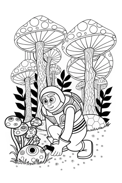 Buzz Lightyear on a Cosmic Treasure Quest Coloring Page