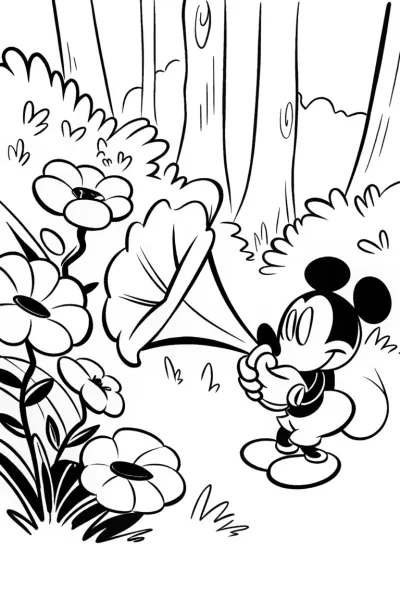 Mickey Mouse and the Enchanted Music Garden Coloring Page