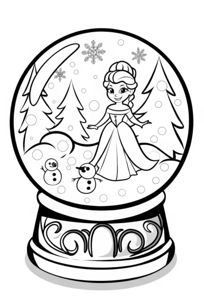 Elsa’s Enchanted Snow Globe Adventure Coloring Page