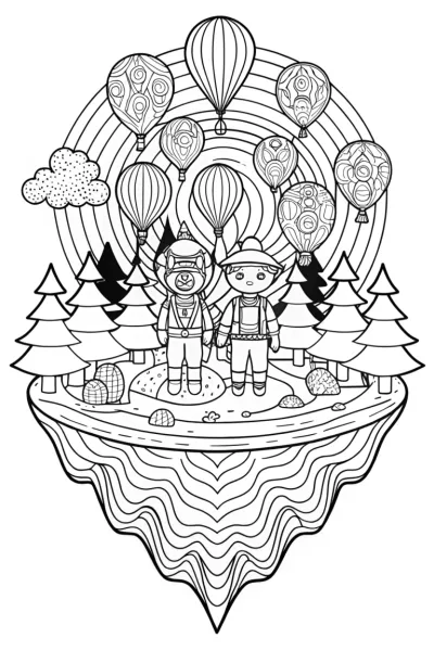 Heart explorers on a floating island