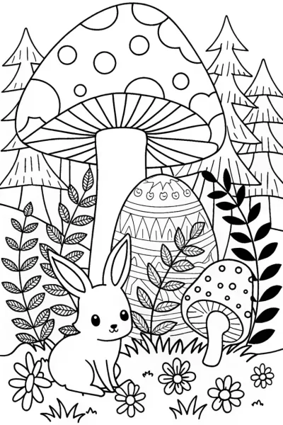 Easter Egg Forest Adventure Coloring Page