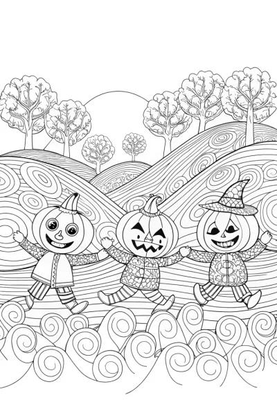The Enchanted Pumpkin Patch Parade Coloring Page