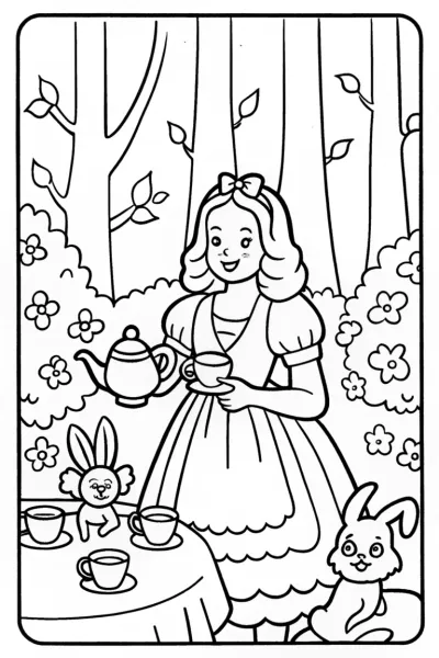Barbie’s Enchanted Tea Ceremony Coloring Page