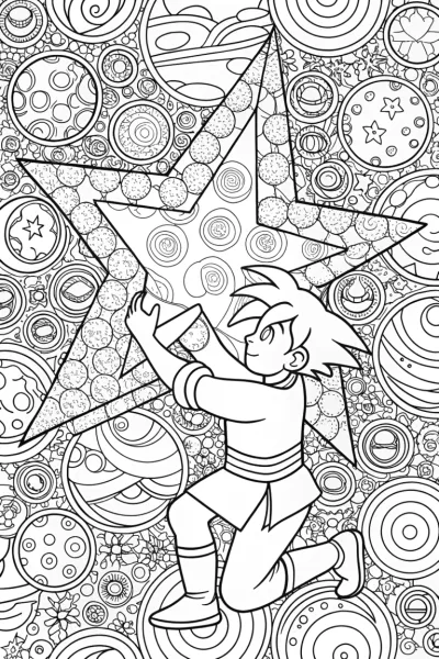 Goku and the Celestial Puzzle Coloring Page
