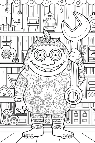 Monster in the Magical Workshop Coloring Page