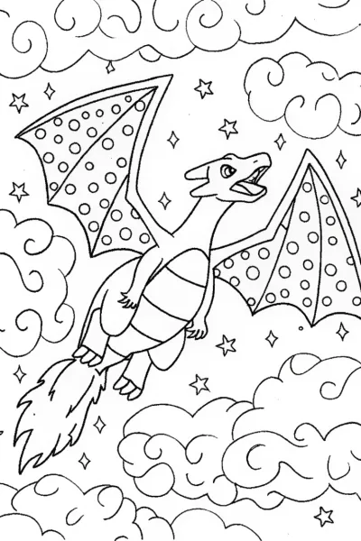 Charizard’s Celestial Dance in Starry Skies