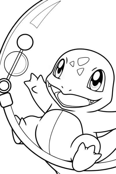 Charmander floating in a bubble