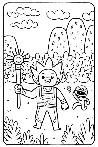 Goku’s Galactic Relay Race Coloring Page