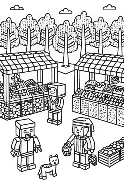 Minecraft Bazaar Adventure Coloring Page