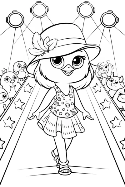 Chick’s Fashion Show Coloring Page