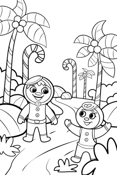 Gingerbread House Safari Coloring Page