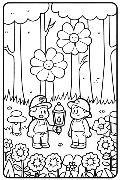 Mario and Luigi’s Enchanted Forest Adventure Coloring Page