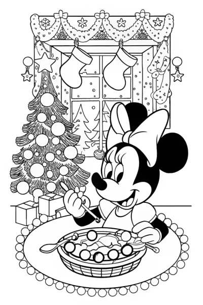 Minnie Mouse’s Christmas Crafting Corner Coloring Page