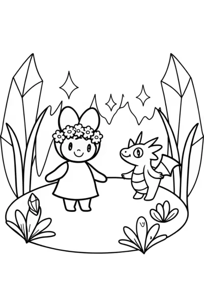 Kuromi’s Enchanted Crystal Cavern Coloring Page