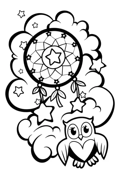 Starry Dreamcatcher Adventure Coloring Page