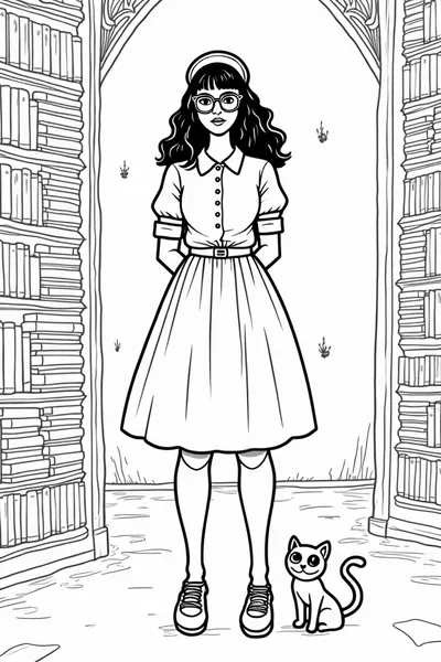 Wednesday Addams as a spooky librarian