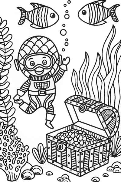 Blippi’s treasure dive in the deep sea