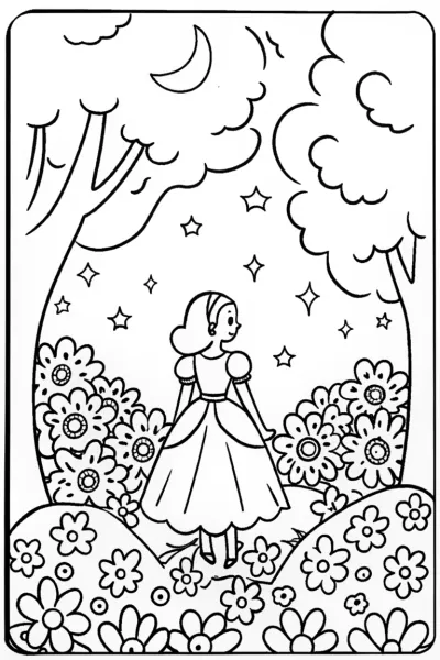 Jasmine’s Moonlit Adventure Coloring Page
