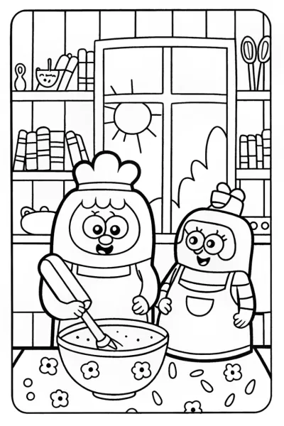 Bluey and Bingo’s Magical Baking Adventure Coloring Page