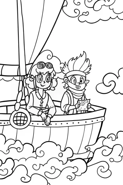 Anime Sky Pirates Coloring Page