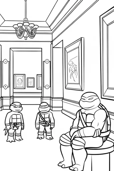 Ninja Turtles in an art gallery