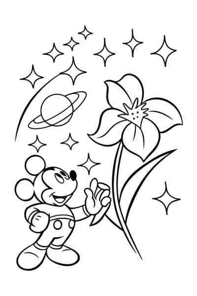 Mickey Mouse’s Galactic Garden Adventure Coloring Page