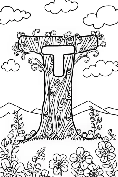 The Adventurous Letter ‘T’ Coloring Page