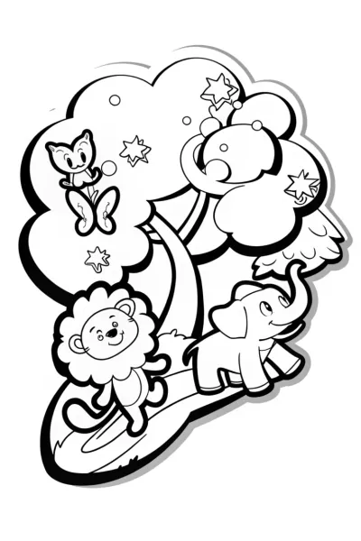 Rainbow Friends’ Adventure Coloring Page