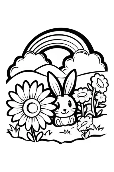 Rainbow Garden Adventure with Bunny Friend