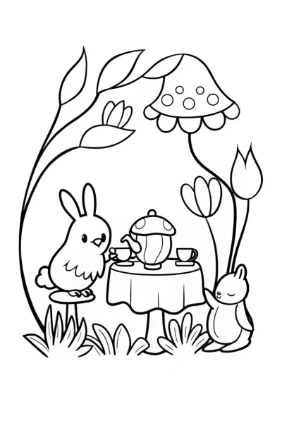 Chick’s Magical Tea Party Coloring Page