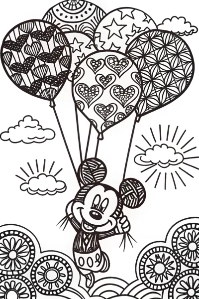 Mickey Mouse’s Magical Balloon Festival Coloring Page